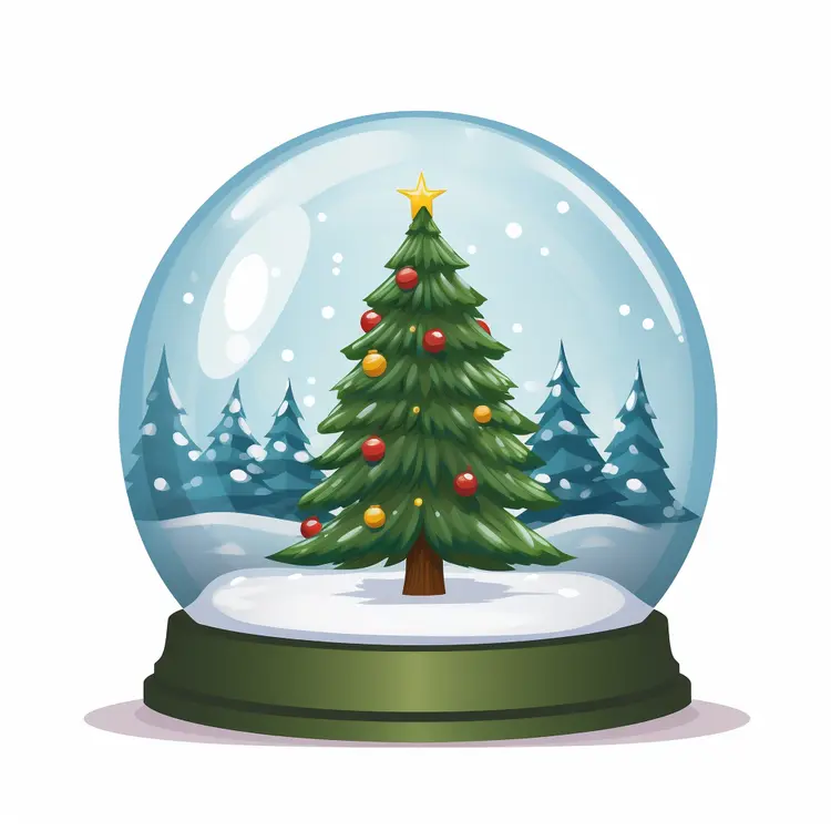 Christmas Tree Snow Globe with Ornaments