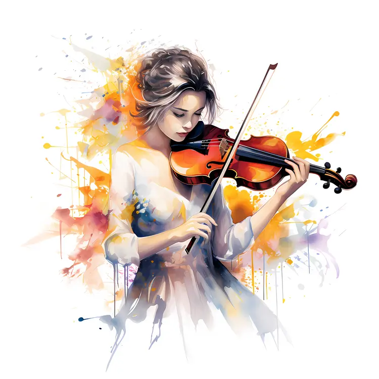 Violinist with Vibrant Artistic Background