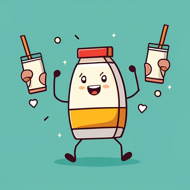 Cartoon Milk Bottle with Glasses