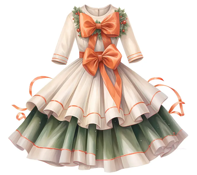 Elegant White Dress with Orange Bow