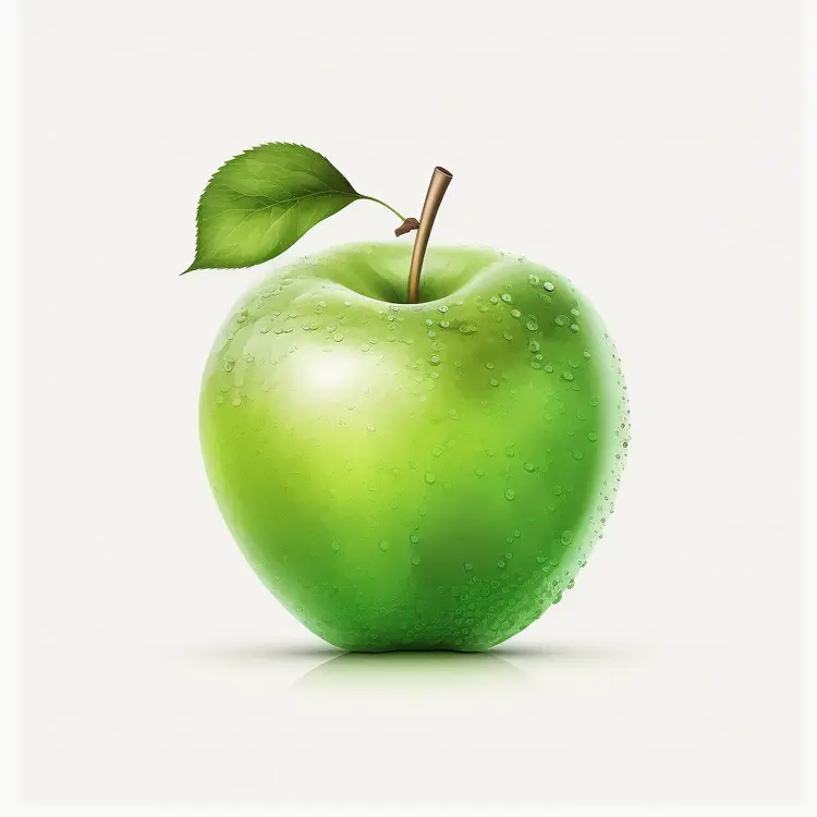 Fresh Green Apple with Leaf