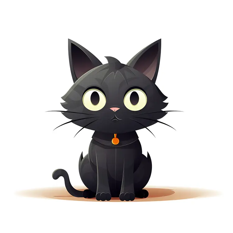 Cute Black Cat Cartoon Illustration for Halloween