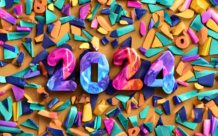 Vibrant 2024 Numbers with Colorful Confetti
