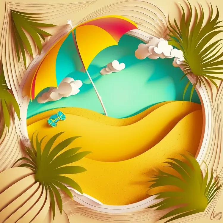 Colorful Beach Umbrella in Summer