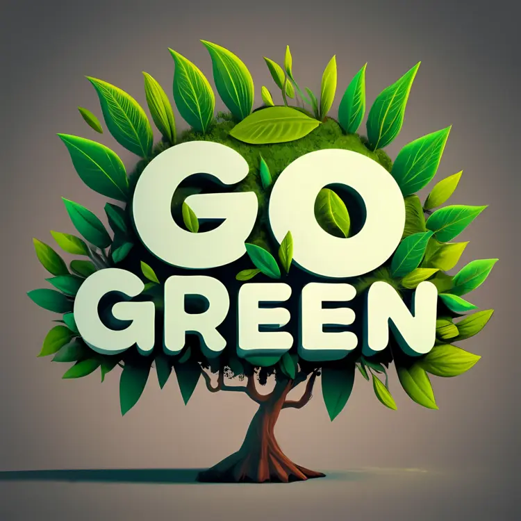 Go Green Text on Tree with Dense Leaves