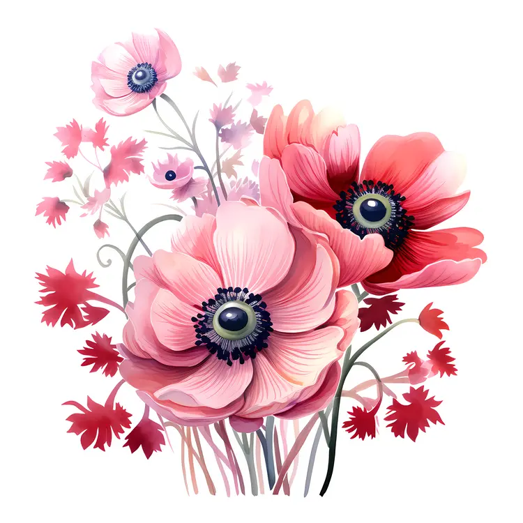 Bouquet of Pink Anemone Flowers