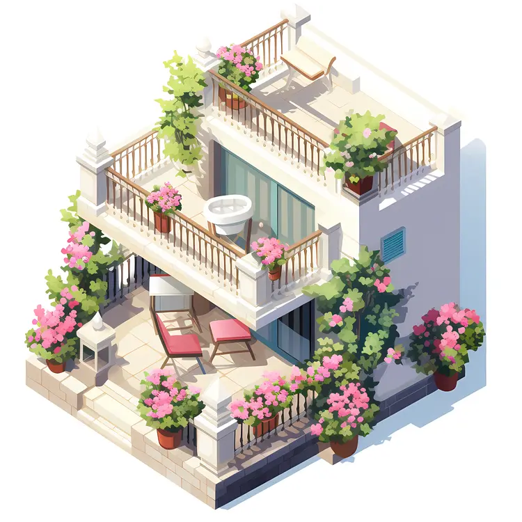 Modern Balcony with Floral Decor
