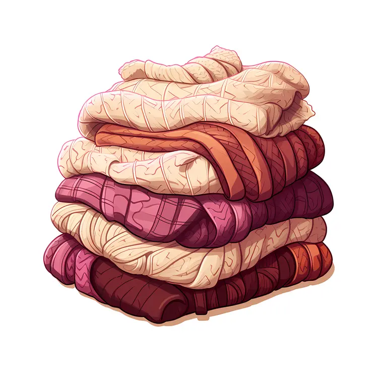 Neatly Folded Stack of Red Clothes