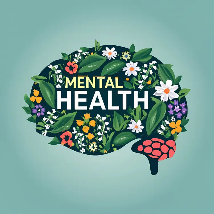 Mental Health Awareness with Floral Brain Design