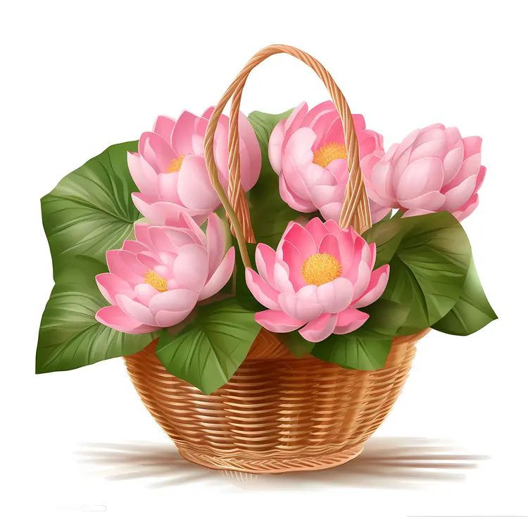 Beautiful Basket of Pink Lotus Flowers
