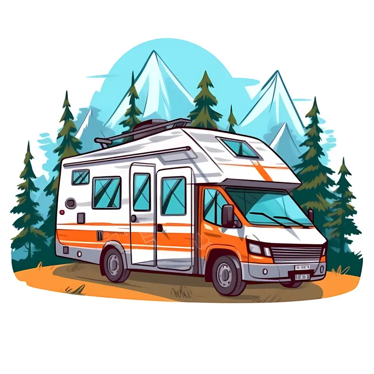 Camper Van in Scenic Mountain Landscape