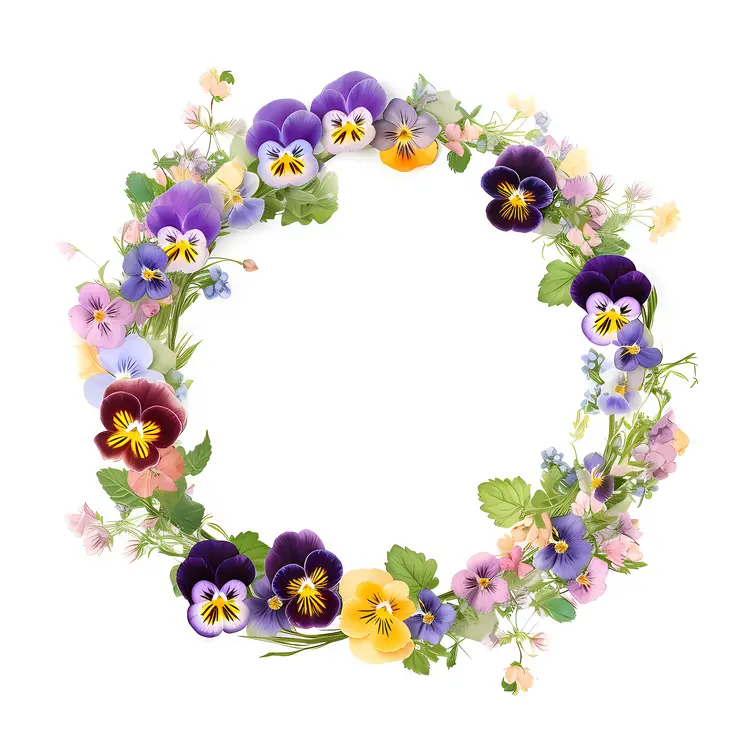 Colorful Pansy Flower Wreath