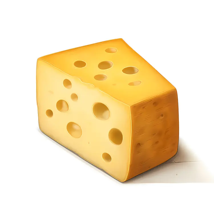 Piece of Yellow Cheese with Holes Illustration