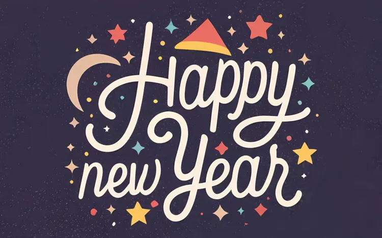Happy New Year Greeting with Stars
