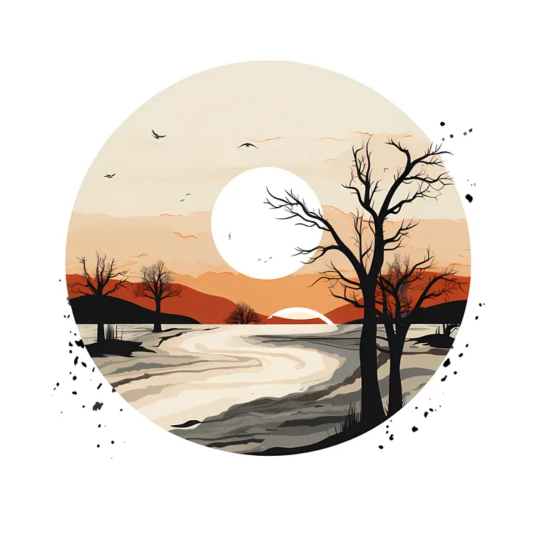 Winter Landscape at Sunset