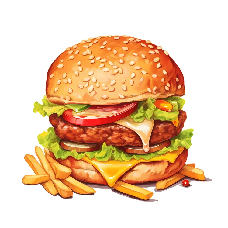 Mouthwatering Cheeseburger with Fries