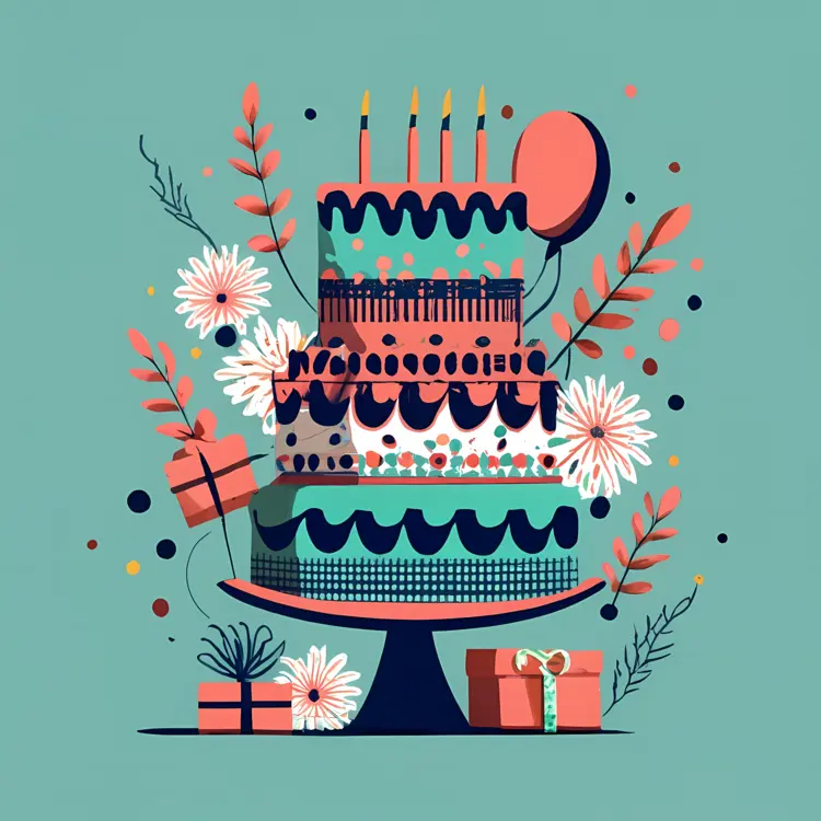 Elegant Birthday Cake with Candles