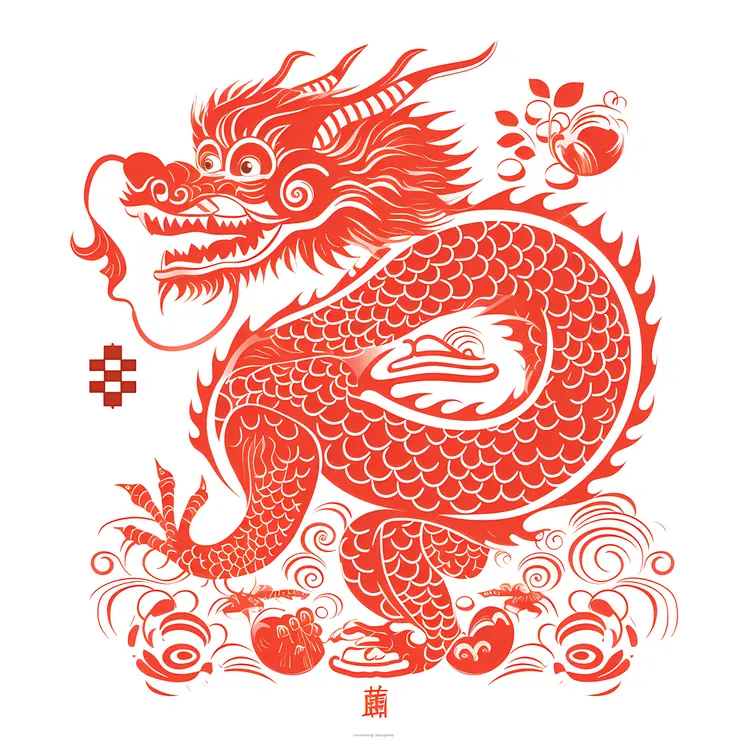 Red Paper Dragon Illustration