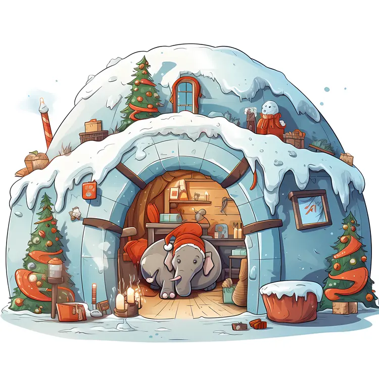 Elephant's Snowy Igloo