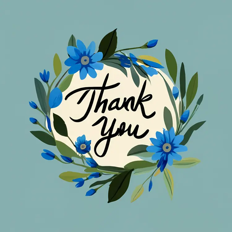 Thank You Card with Blue Flowers