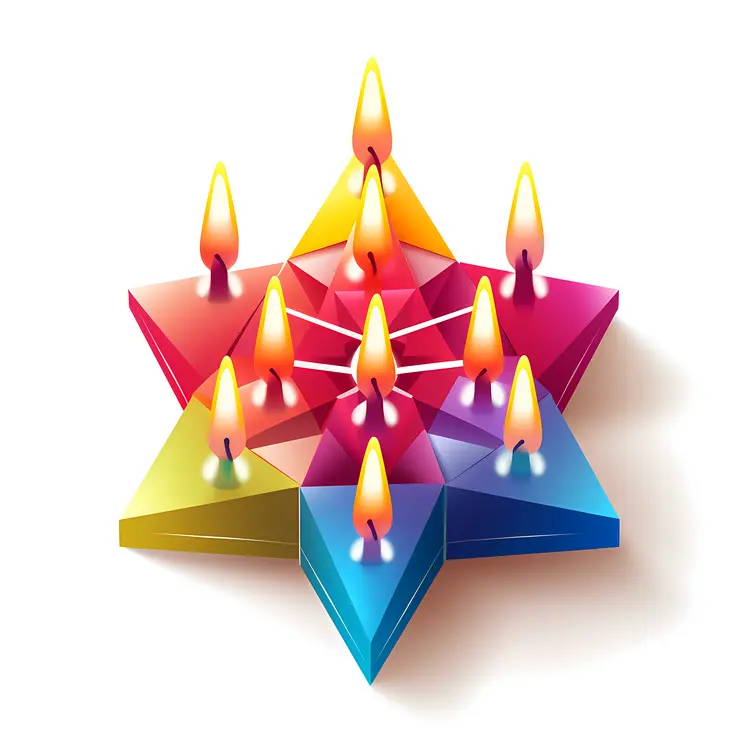 Colorful Star of David with Candles for Hanukkah