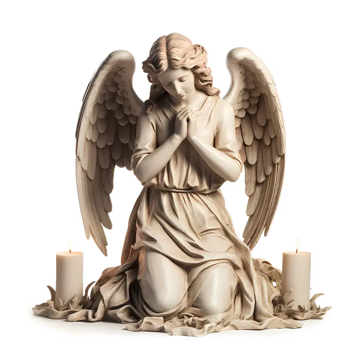 Praying Angel Statue with Candles