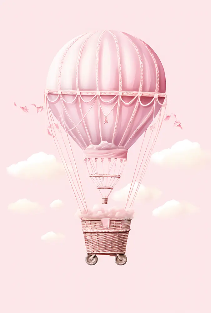 Pink Hot Air Balloon in the Sky