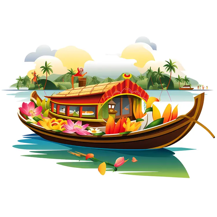 Beautifully Decorated Boat on Water