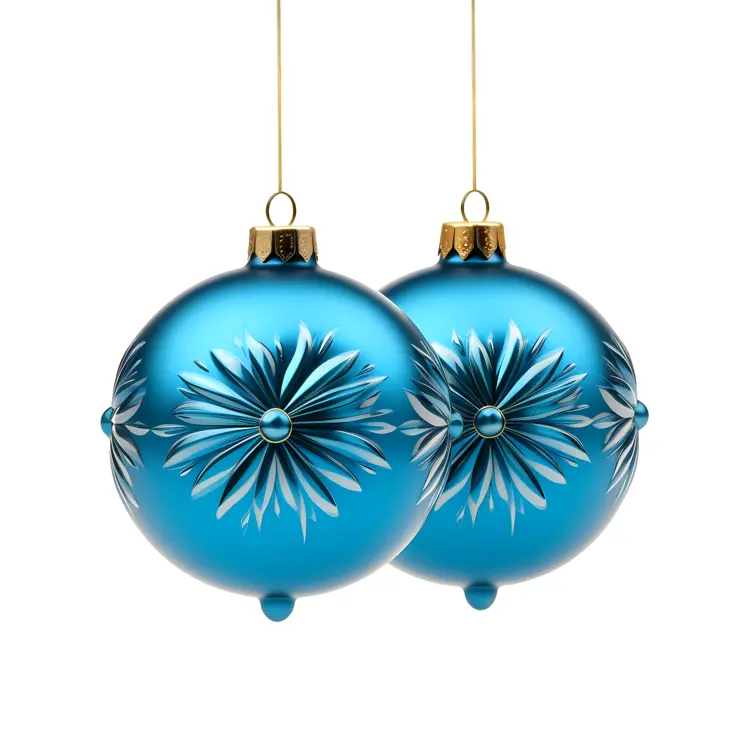 Blue Christmas Ornament with Star Patterns