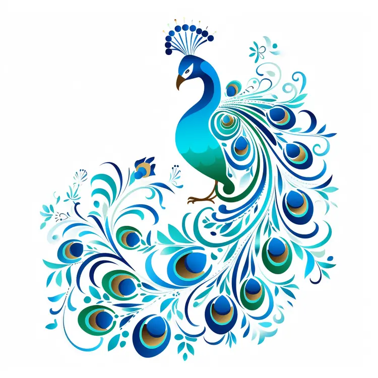 Blue Peacock Illustration