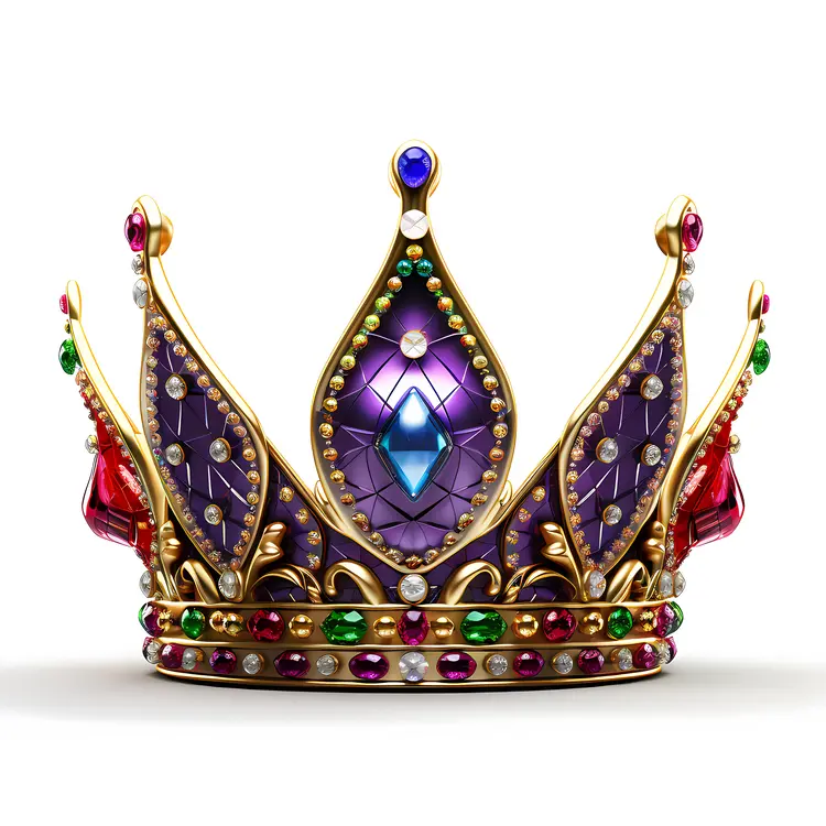 Purple and Gold Crown with Red and Green Gems