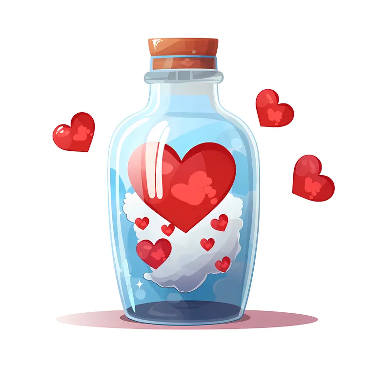 Heart in Glass Bottle with Cork