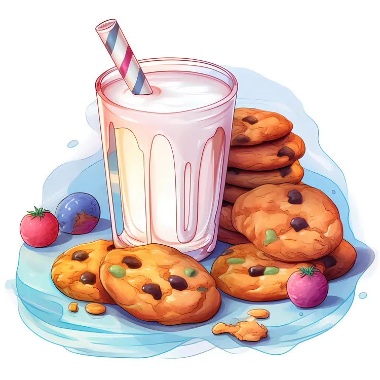 Milk and Cookies with Straw