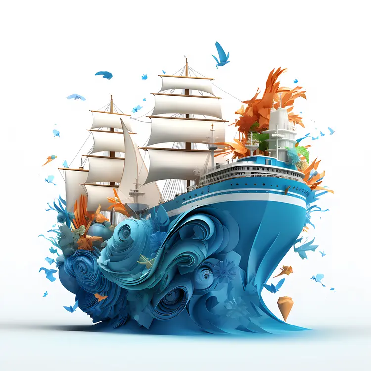 Sailing Ship with Artistic Elements
