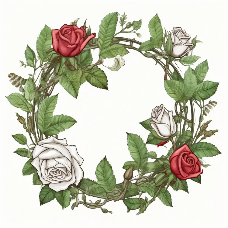 Beautiful Rose Wreath with Red and White Roses