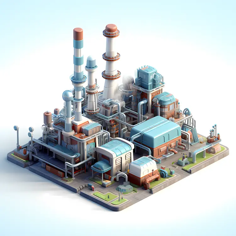 Advanced Industrial Factory with Pipes and Machinery