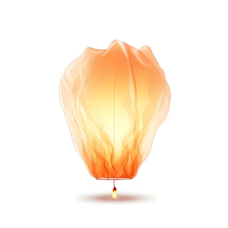 Orange Sky Lantern with Fire