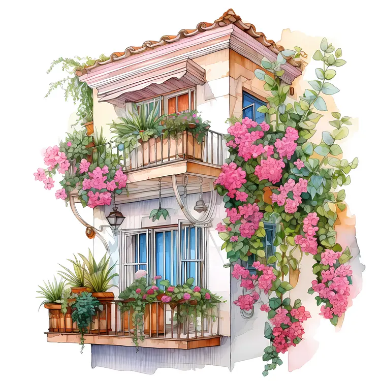 Charming Balcony with Floral Display