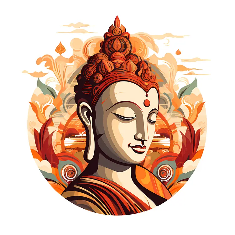Serene Buddha Head Illustration