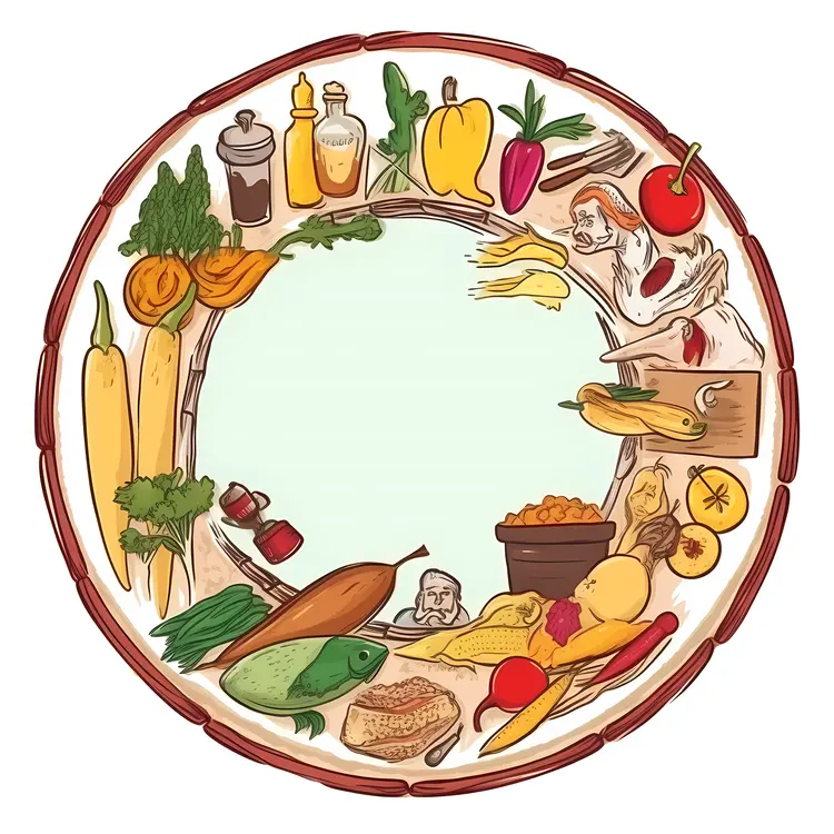 Colorful Food Circle Illustration