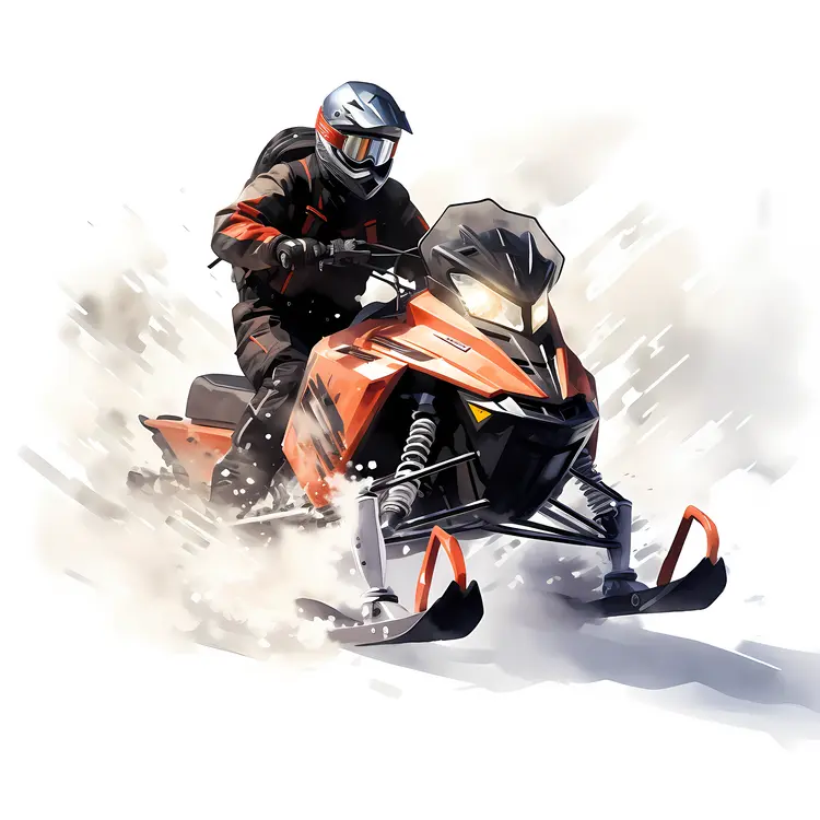 Snowmobile Rider in Action