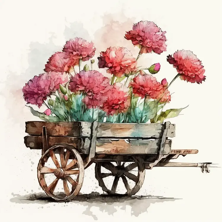 Beautiful Flower Cart with Pink Blooms