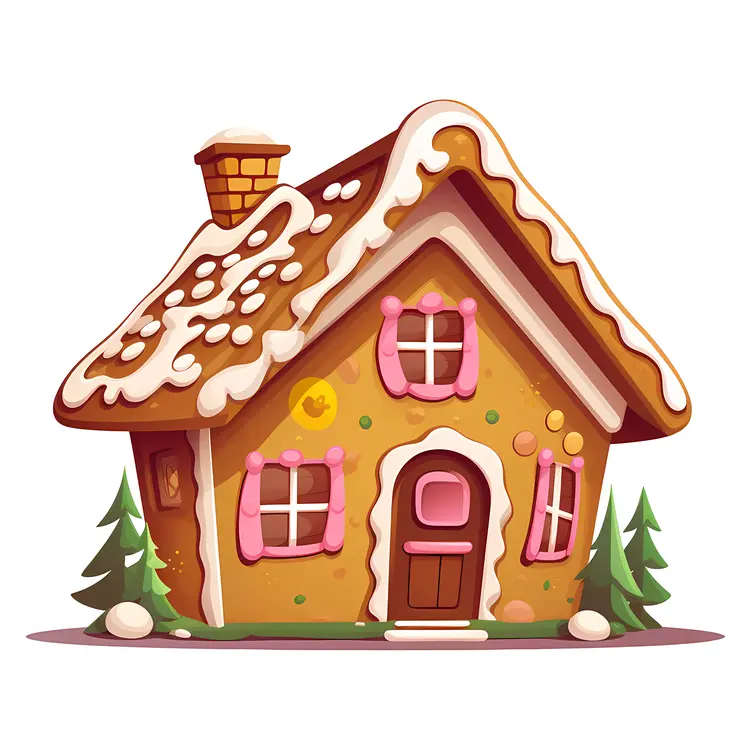 Cute Gingerbread House with Candy Decorations