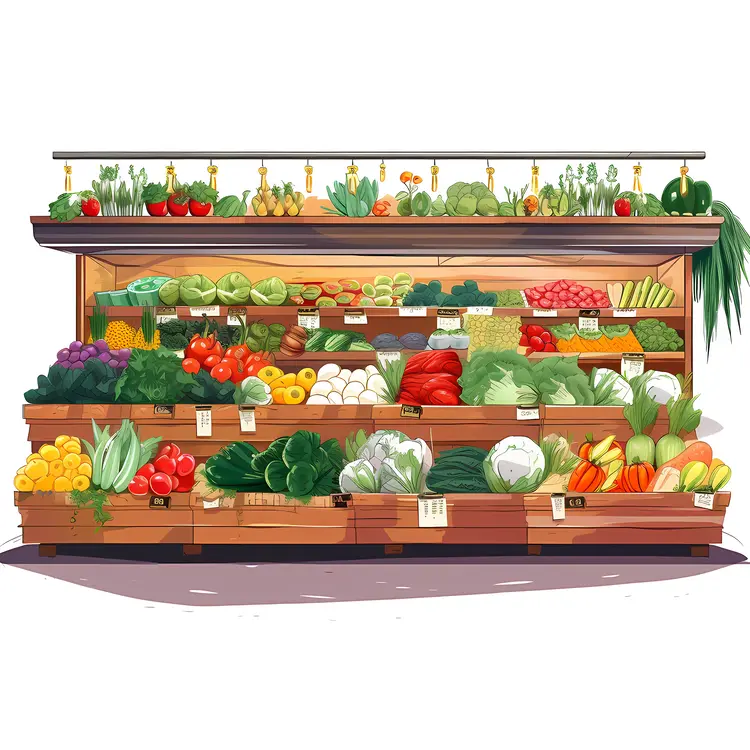 Colorful Vegetables at Market Stand