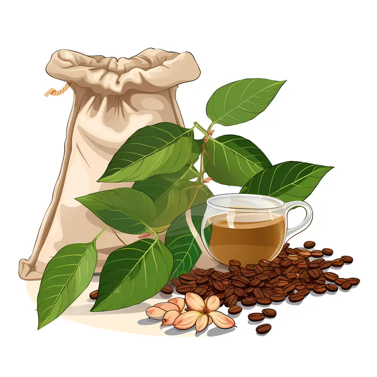 Coffee Beans and Cup Illustration