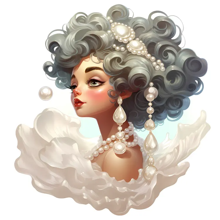 Elegant Pearl Lady Illustration