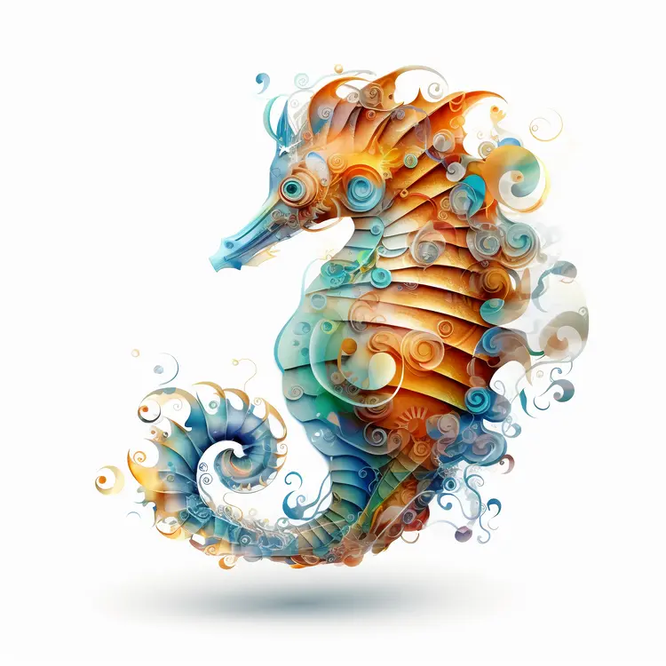 Colorful Artistic Seahorse Illustration