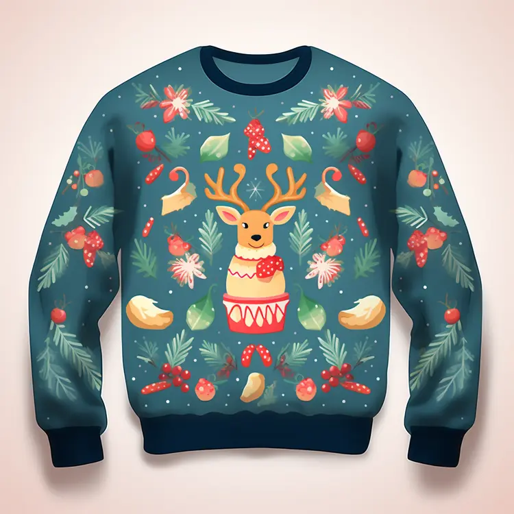 Festive Christmas Sweater with Reindeer Design