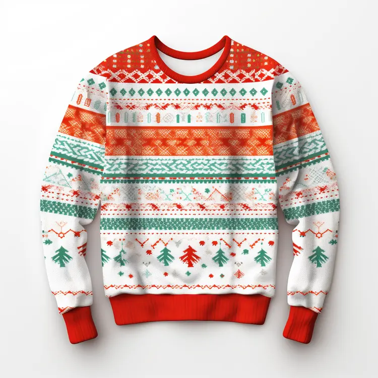 Festive Christmas Sweater with Holiday Patterns