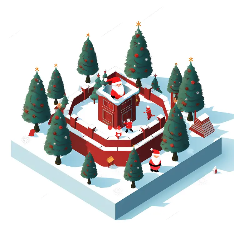 Santa Claus in a Snowy Christmas Village